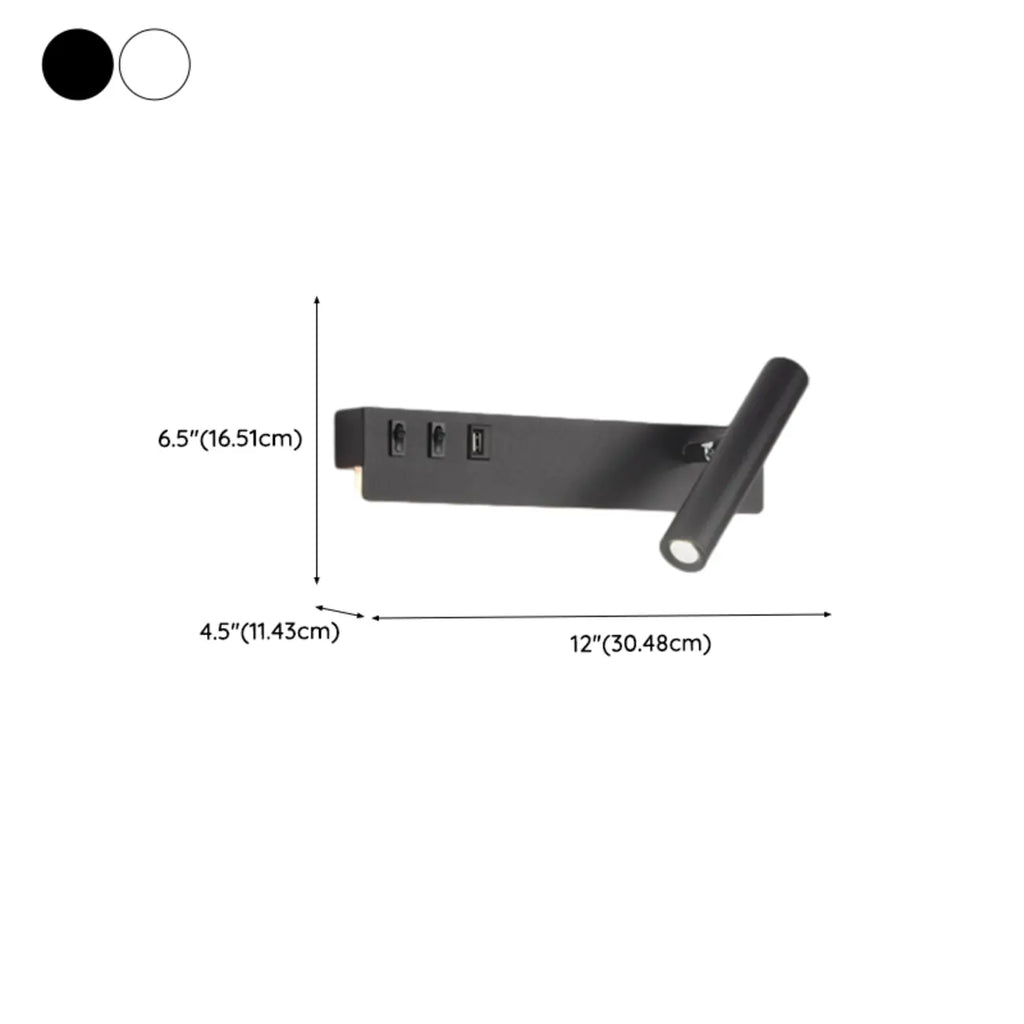 Minimalist Modern Wall Sconce with USB & Rotatable Spotlight