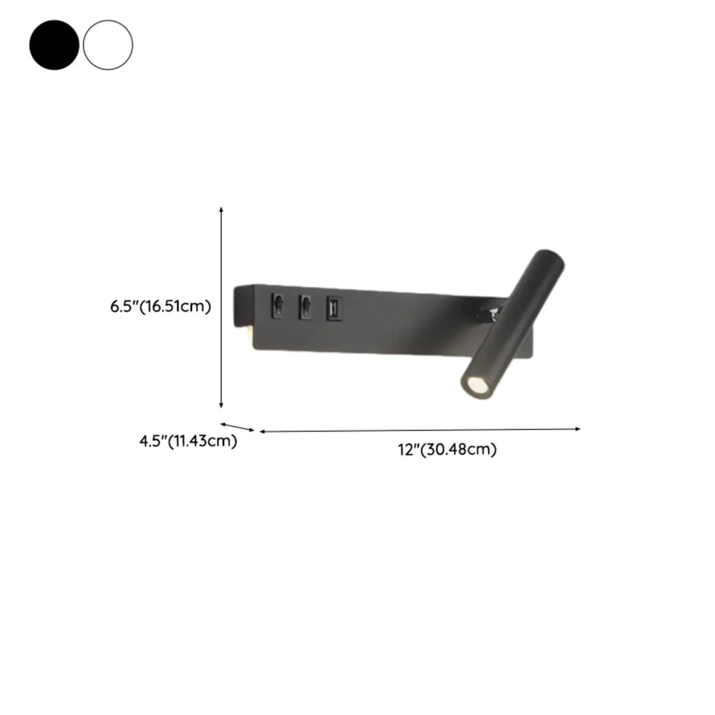 Minimalist Modern Wall Sconce with USB & Rotatable Spotlight