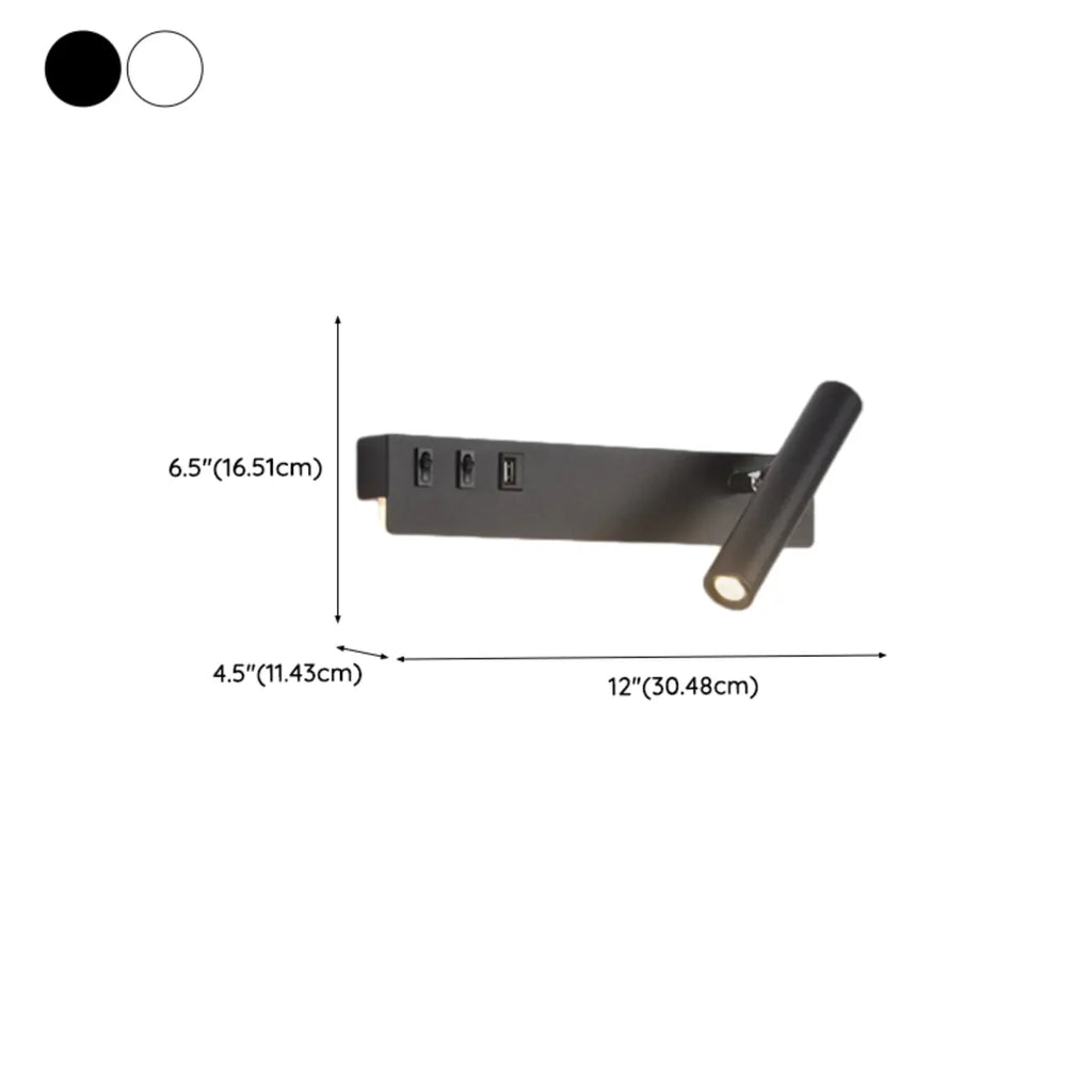 Minimalist Modern Wall Sconce with USB & Rotatable Spotlight