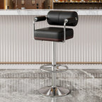 Square Adjustable Leather Gold Legs Swivel Bar Stools
