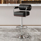 Square Adjustable Leather Gold Legs Swivel Bar Stools