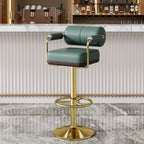 Square Adjustable Leather Gold Legs Swivel Bar Stools