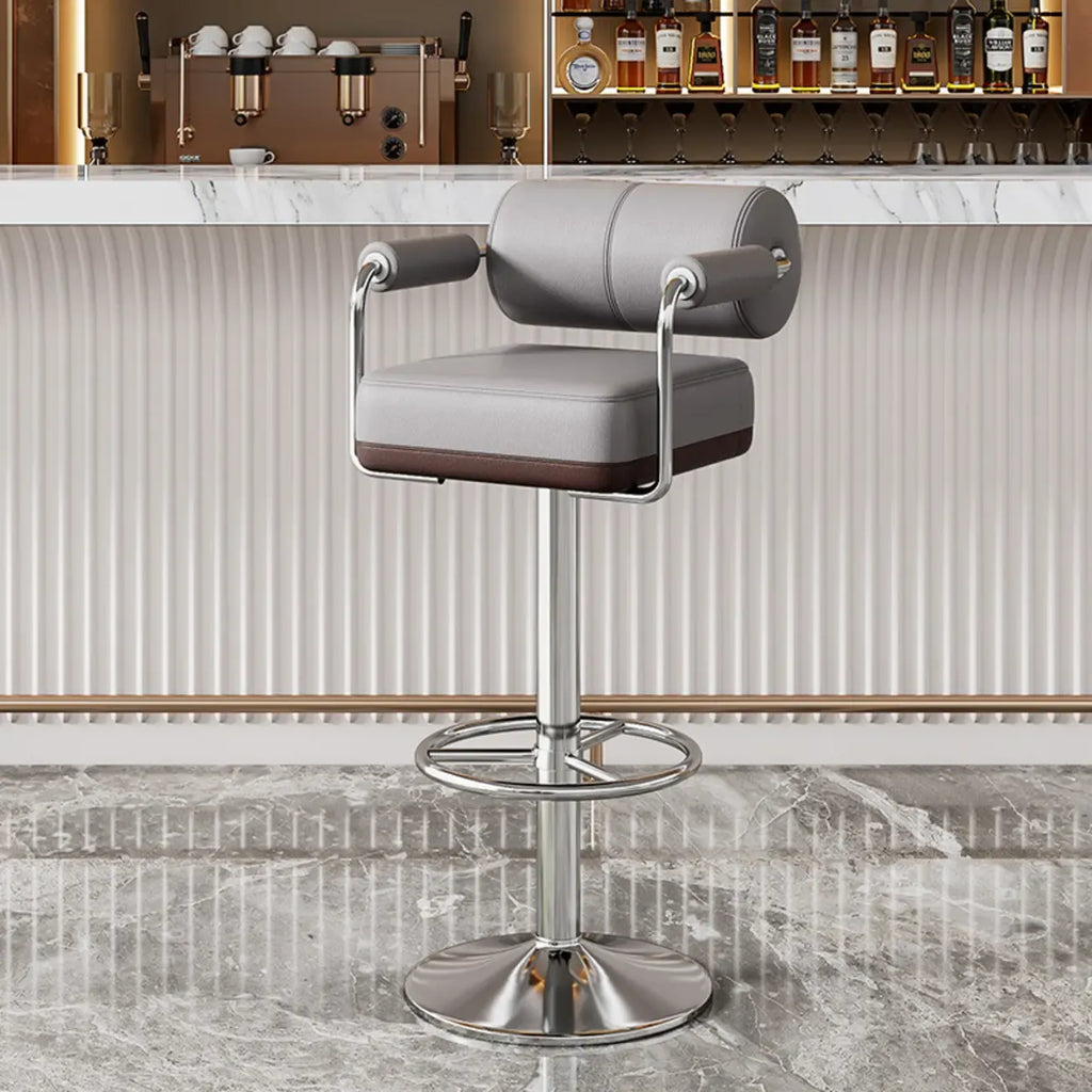 Square Adjustable Leather Gold Legs Swivel Bar Stools