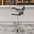 Square Adjustable Leather Gold Legs Swivel Bar Stools