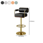 Square Adjustable Leather Gold Legs Swivel Bar Stools