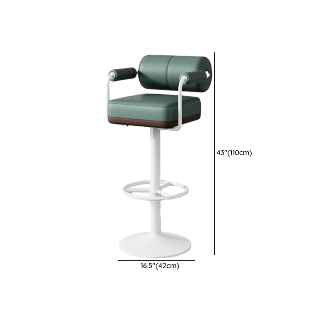 Square Adjustable Leather Gold Legs Swivel Bar Stools