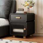 Durable Sleek Edge Wood Cream Bedside Cabinet Nightstand