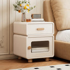 Durable Sleek Edge Wood Cream Bedside Cabinet Nightstand