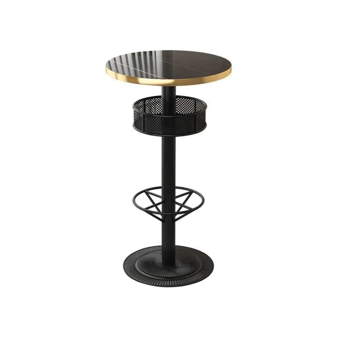 Sleek Glossy Black Wood Metal Bar Tables for Bar
