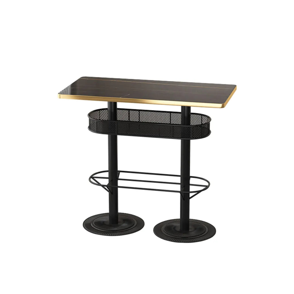 Sleek Glossy Black Wood Metal Bar Tables for Bar