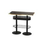 Sleek Glossy Black Wood Metal Bar Tables for Bar
