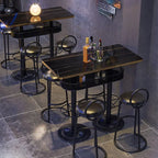 Sleek Glossy Black Wood Metal Bar Tables for Bar