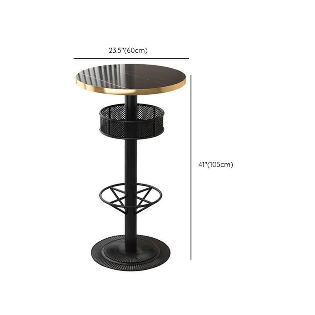 Sleek Glossy Black Wood Metal Bar Tables for Bar