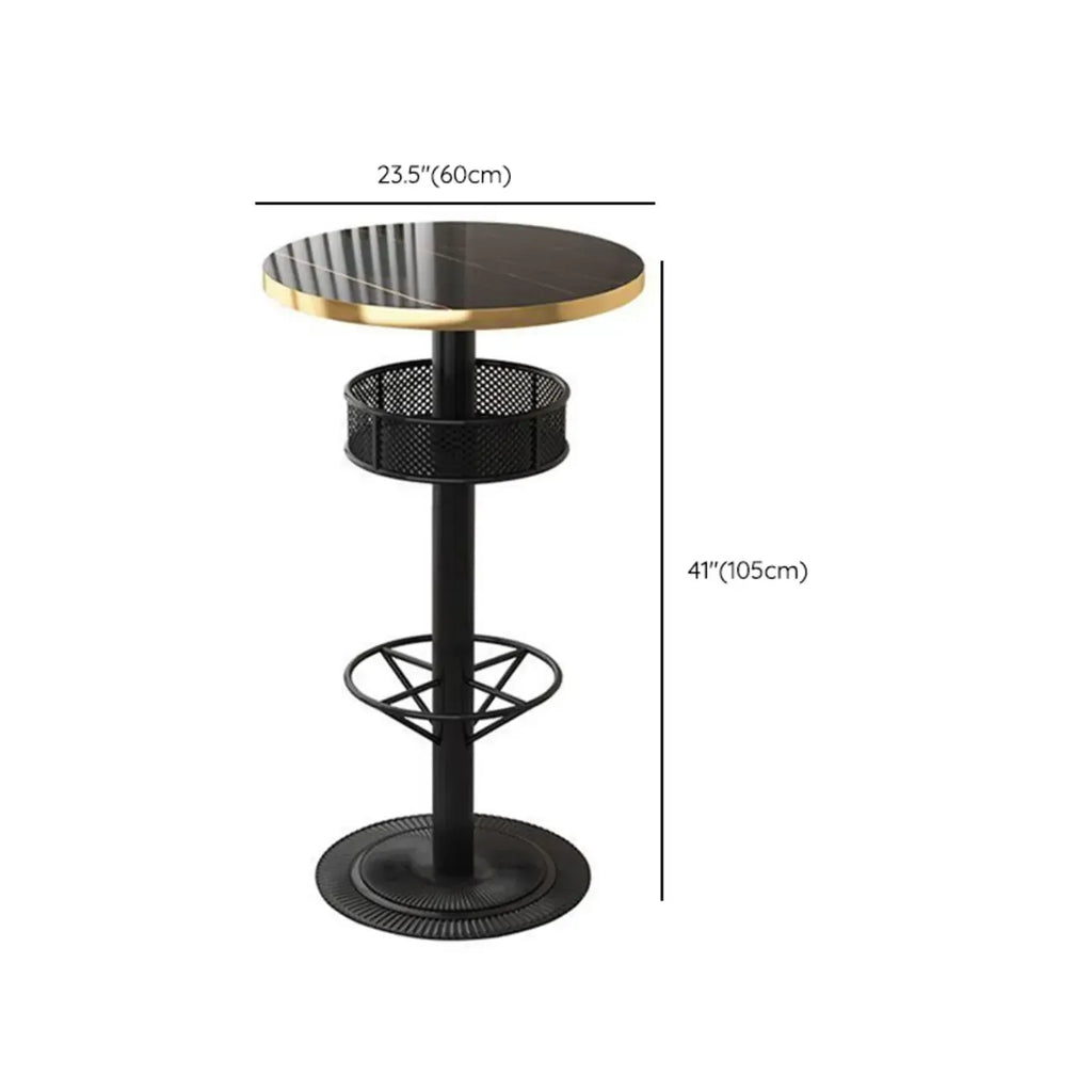 Sleek Glossy Black Wood Metal Bar Tables for Bar