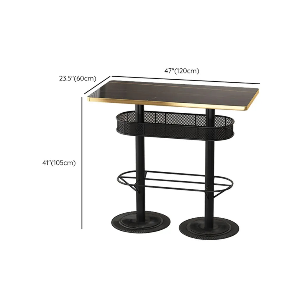 Sleek Glossy Black Wood Metal Bar Tables for Bar