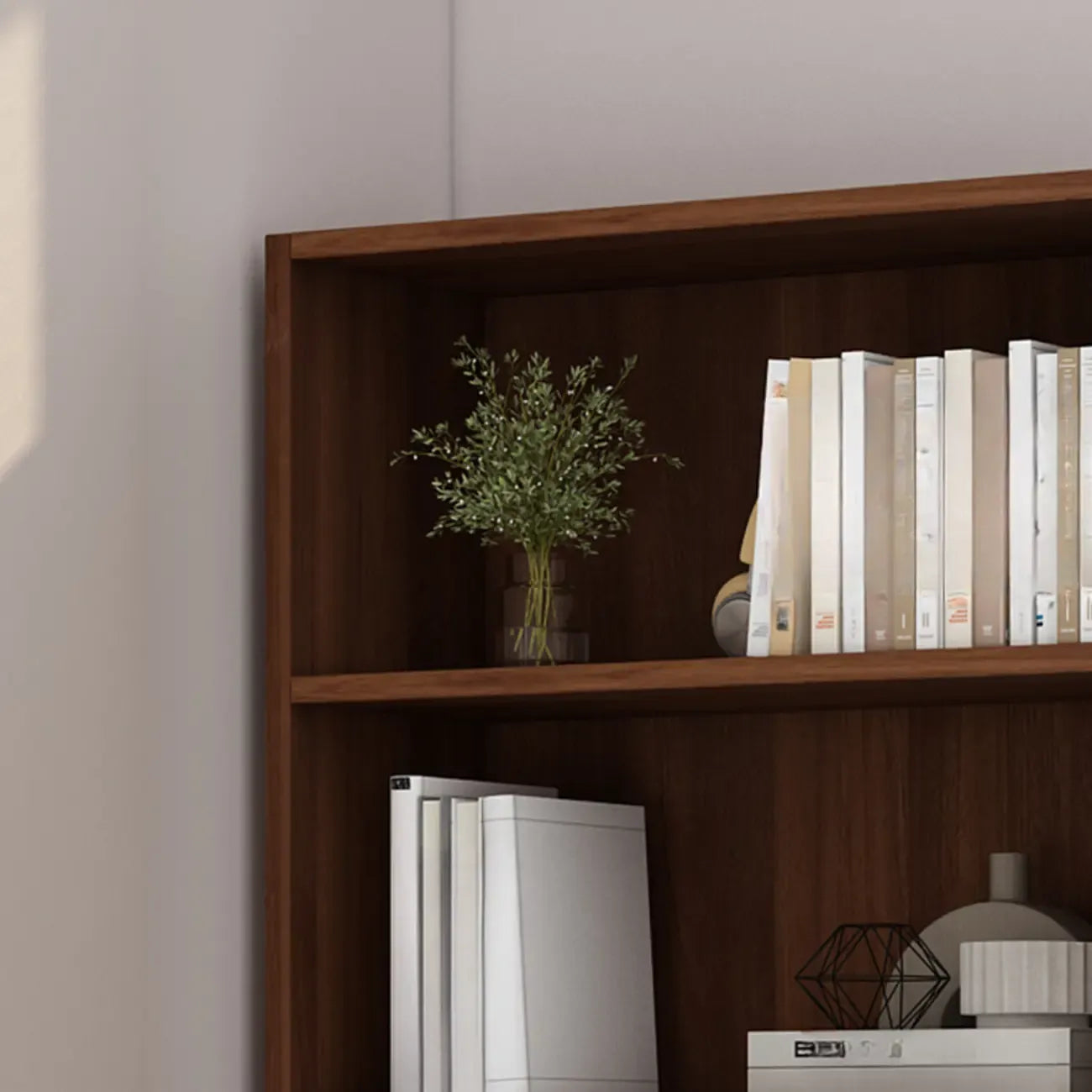 Classic Brown Wooden Vertical 3 Drawers Storage Bookcase
