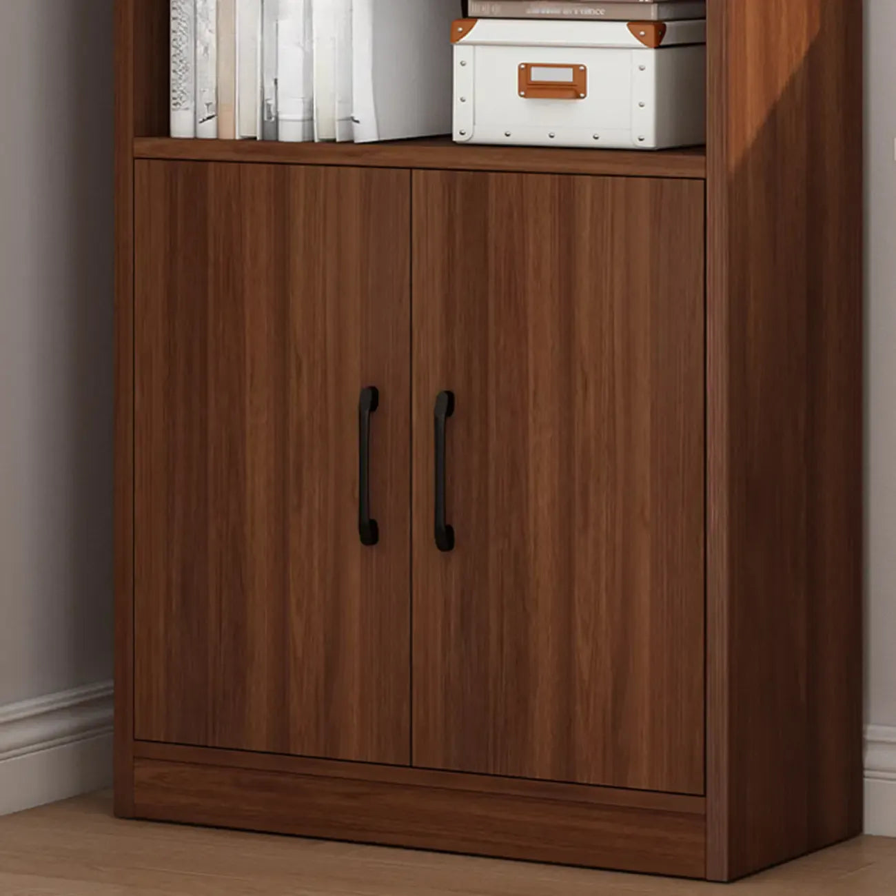 Classic Brown Wooden Vertical 3 Drawers Storage Bookcase