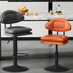 Modern Low Back Bar Chair Adjustable Swivel PU Leather