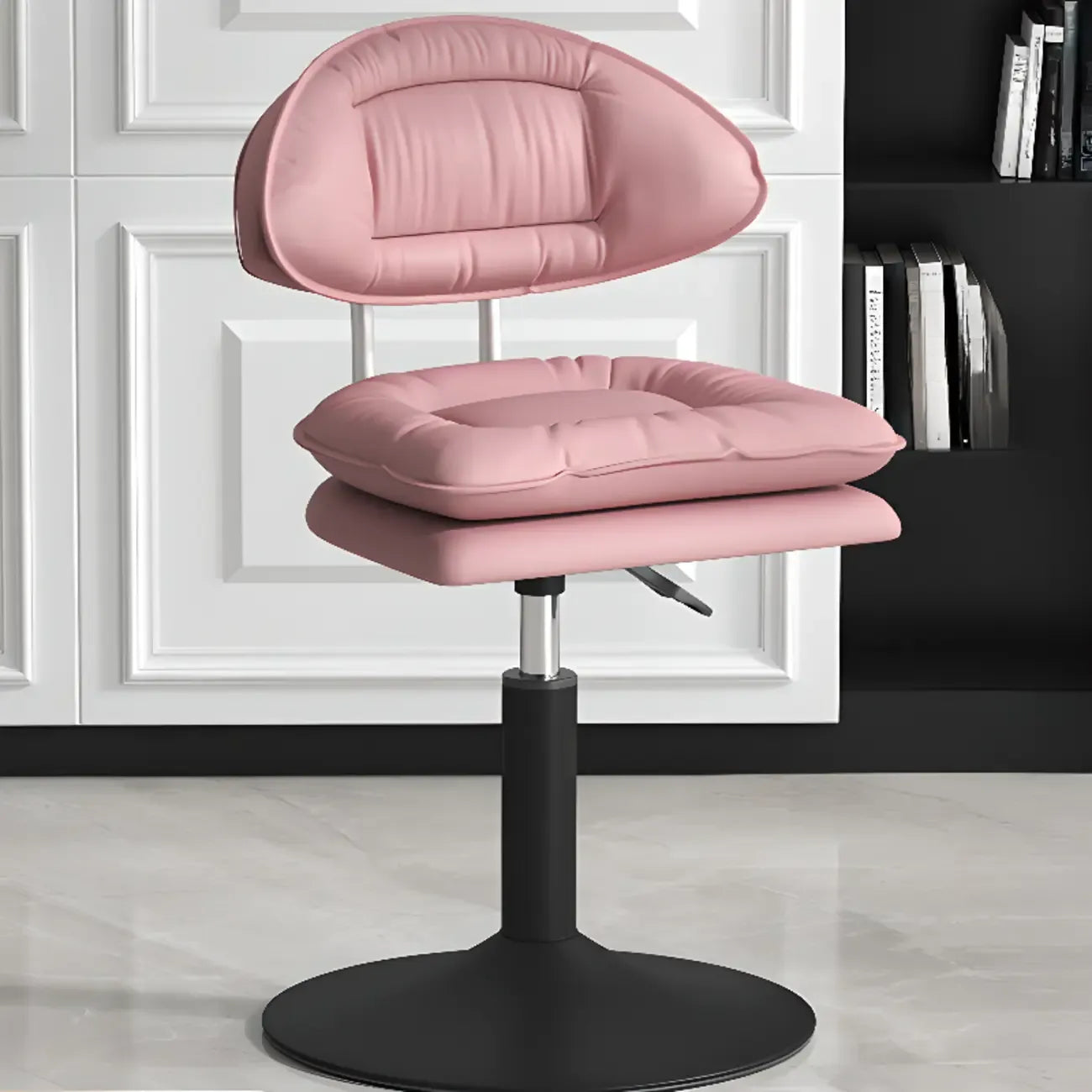Modern Low Back Bar Chair Adjustable Swivel PU Leather