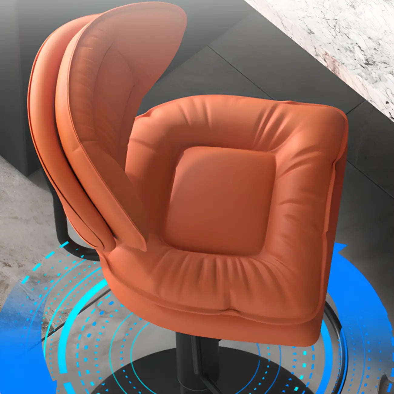 Modern Low Back Bar Chair Adjustable Swivel PU Leather