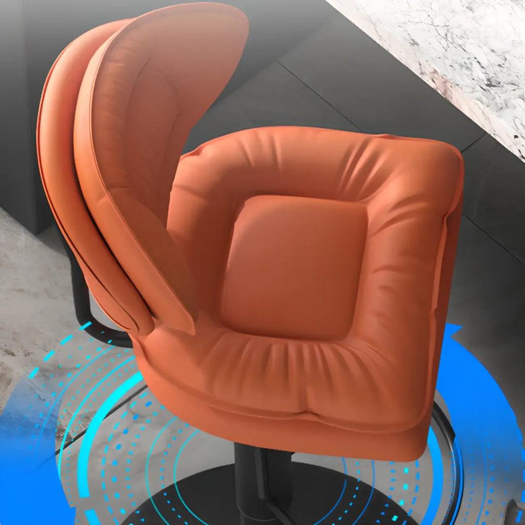 Modern Low Back Bar Chair Adjustable Swivel PU Leather