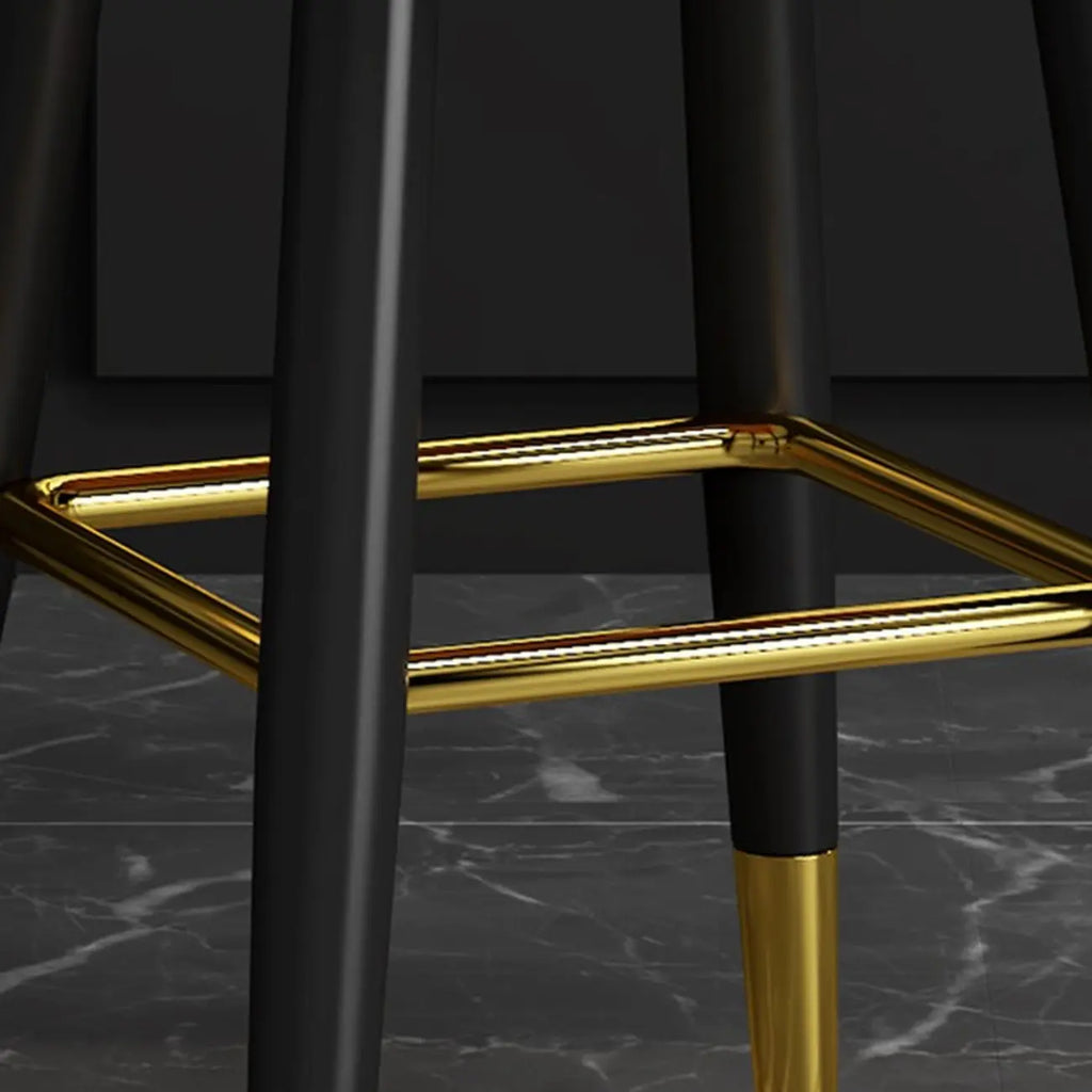 Modern Round Leather Curved Back Bar Stools