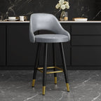 Modern Round Leather Curved Back Bar Stools