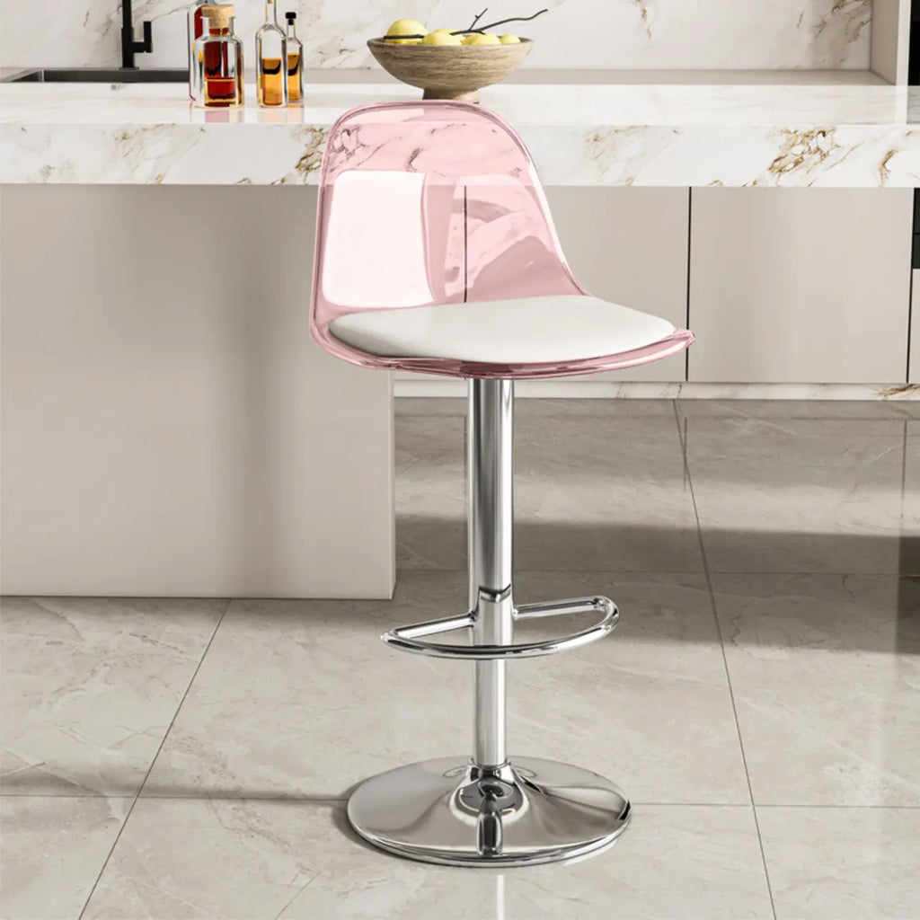 Transparent Acrylic Cushioned Swivel Adjustable Bar Stool