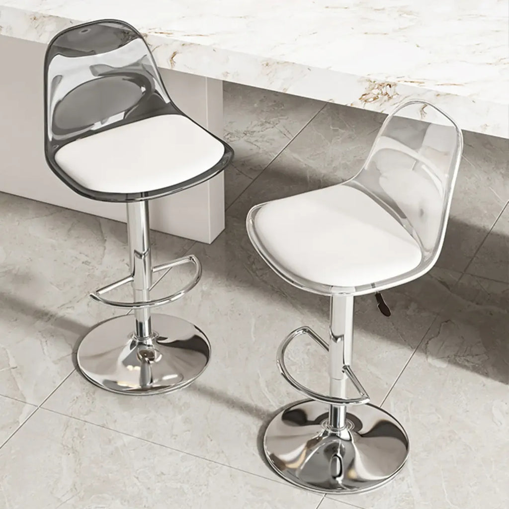 Transparent Acrylic Cushioned Swivel Adjustable Bar Stool