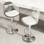 Transparent Acrylic Cushioned Swivel Adjustable Bar Stool