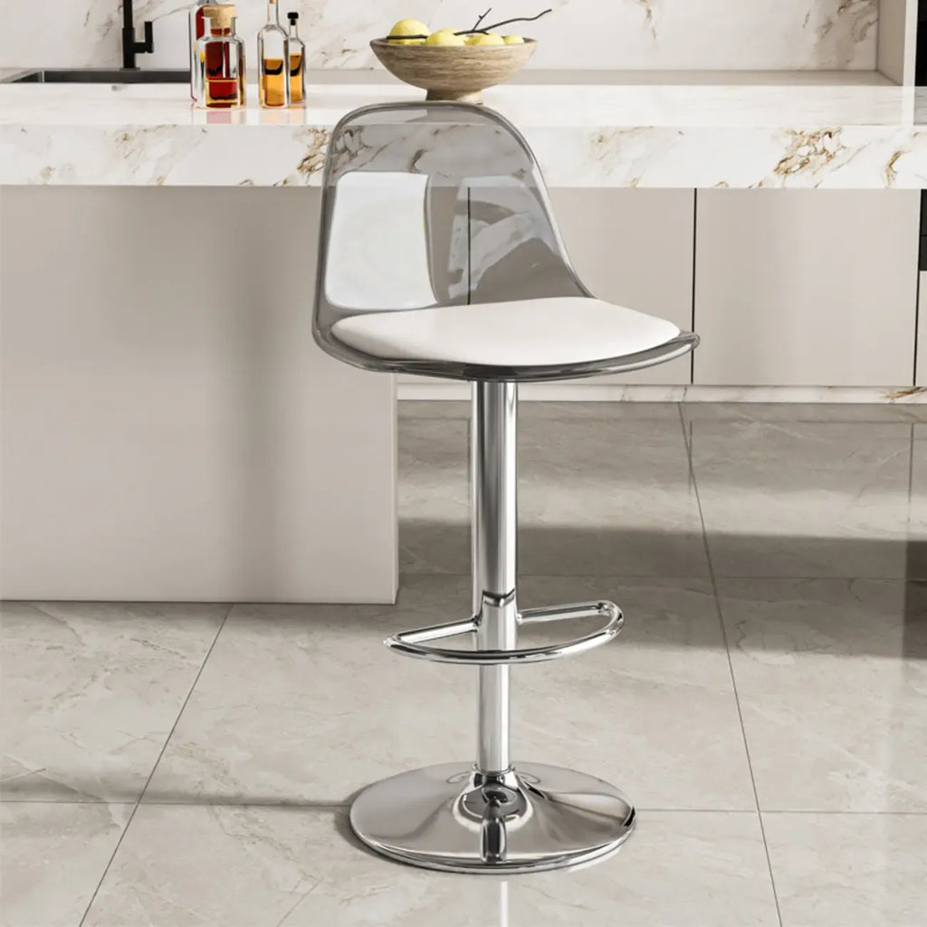 Transparent Acrylic Cushioned Swivel Adjustable Bar Stool
