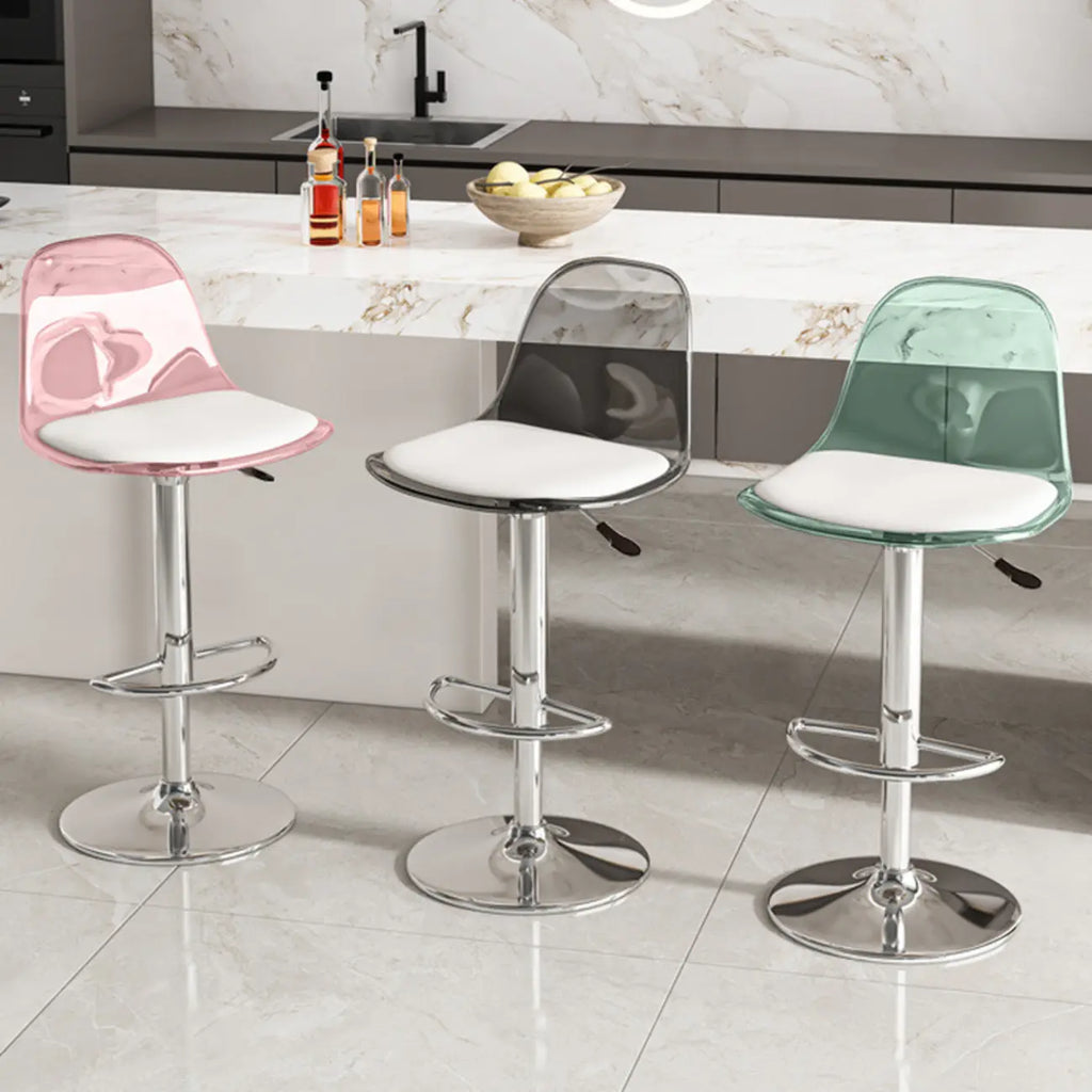 Transparent Acrylic Cushioned Swivel Adjustable Bar Stool