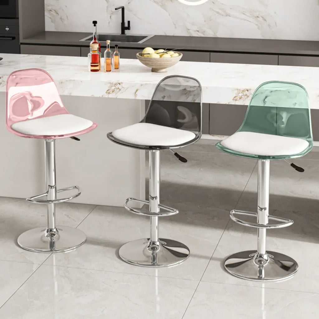 Transparent Acrylic Cushioned Swivel Adjustable Bar Stool