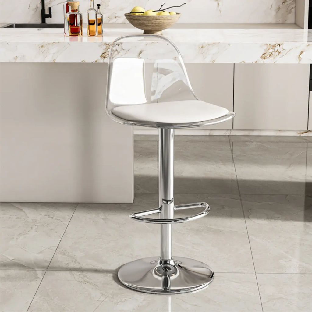 Transparent Acrylic Cushioned Swivel Adjustable Bar Stool