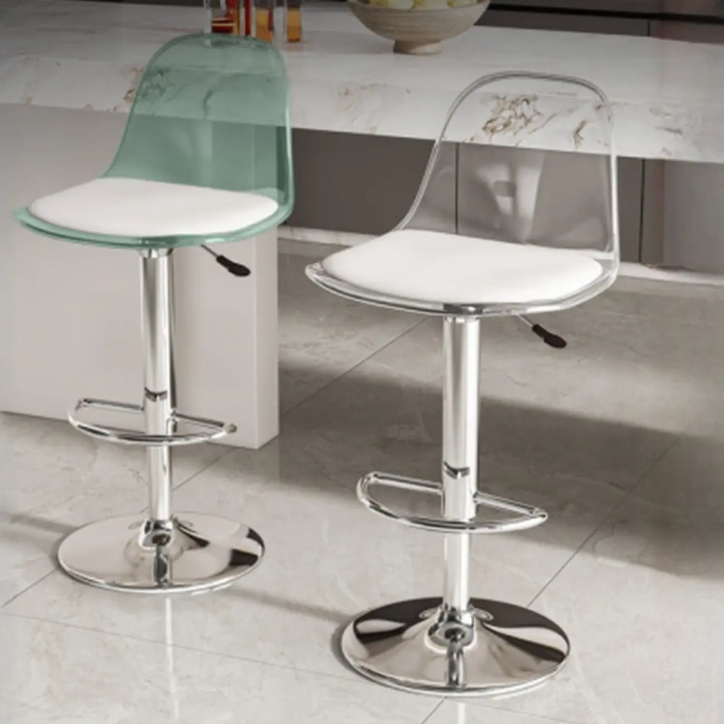 Transparent Acrylic Cushioned Swivel Adjustable Bar Stool