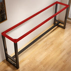 Simple Brown Black Wooden Trestle Bar Tables