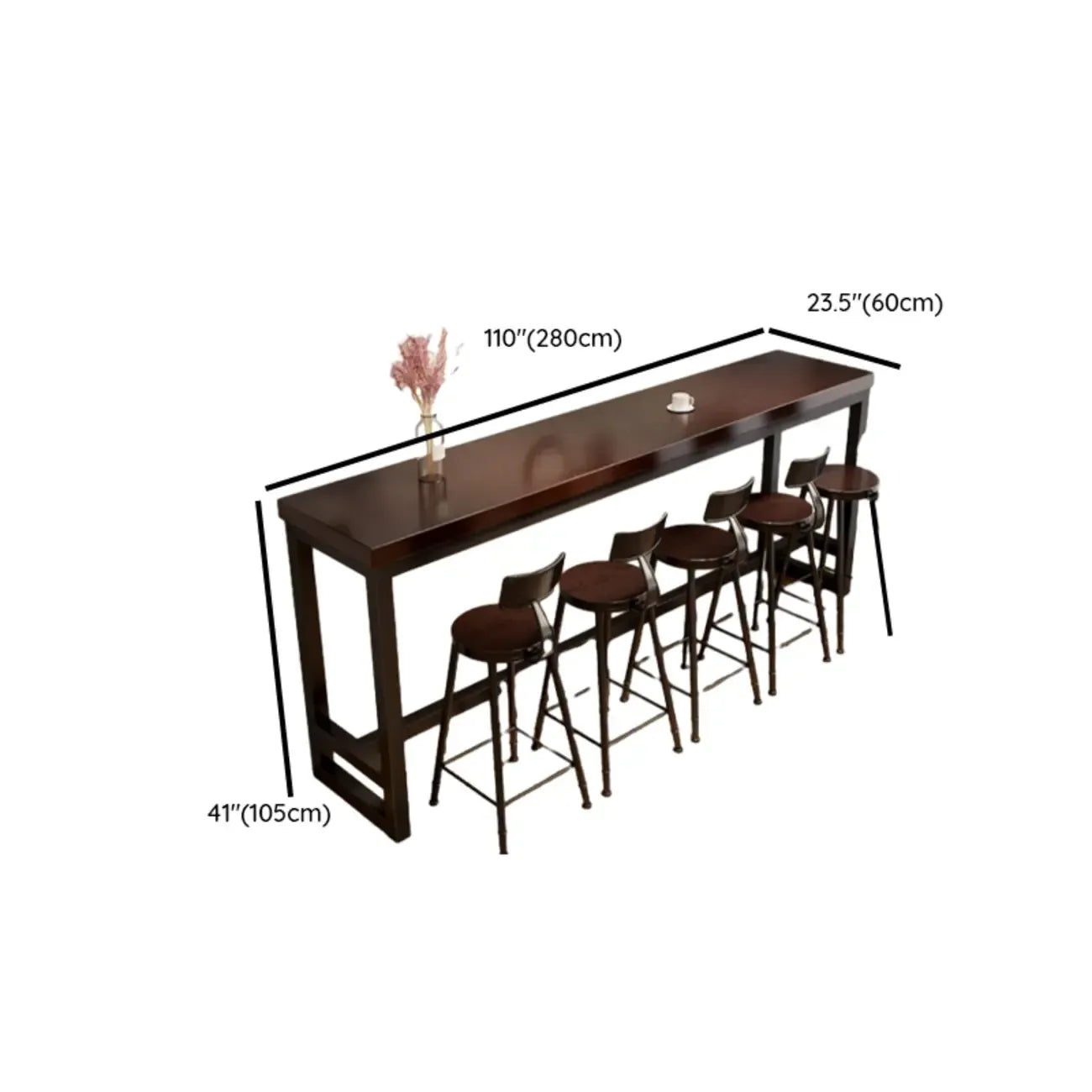 Simple Brown Black Wooden Trestle Bar Tables