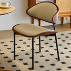 Black Leather Seat Curved Back Dining Chair