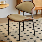 Black Leather Seat Curved Back Dining Chair