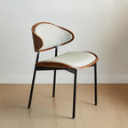 Black Leather Seat Curved Back Dining Chair