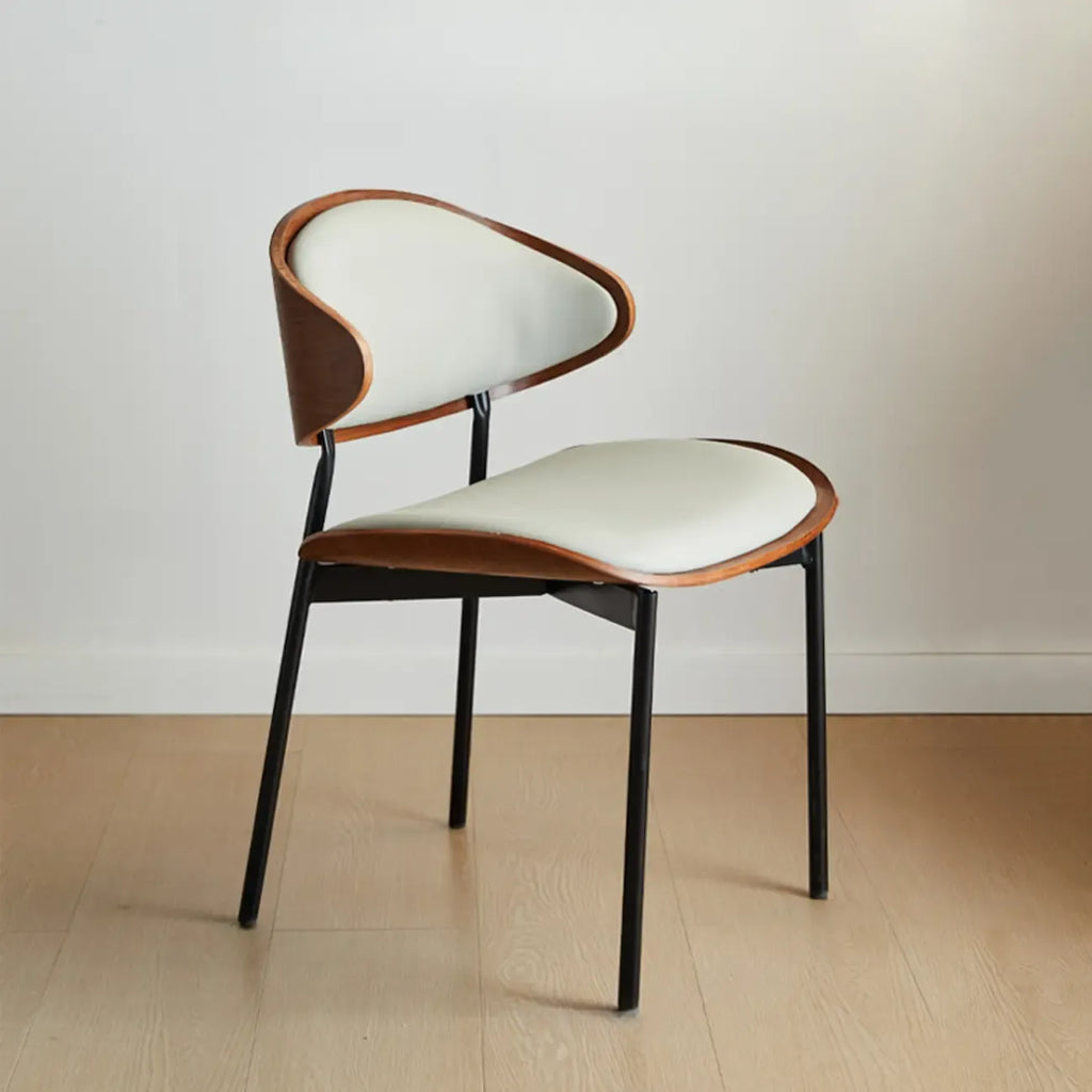 Black Leather Seat Curved Back Dining Chair