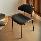 Black Leather Seat Curved Back Dining Chair