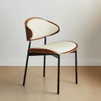 Black Leather Seat Curved Back Dining Chair