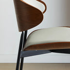 Black Leather Seat Curved Back Dining Chair
