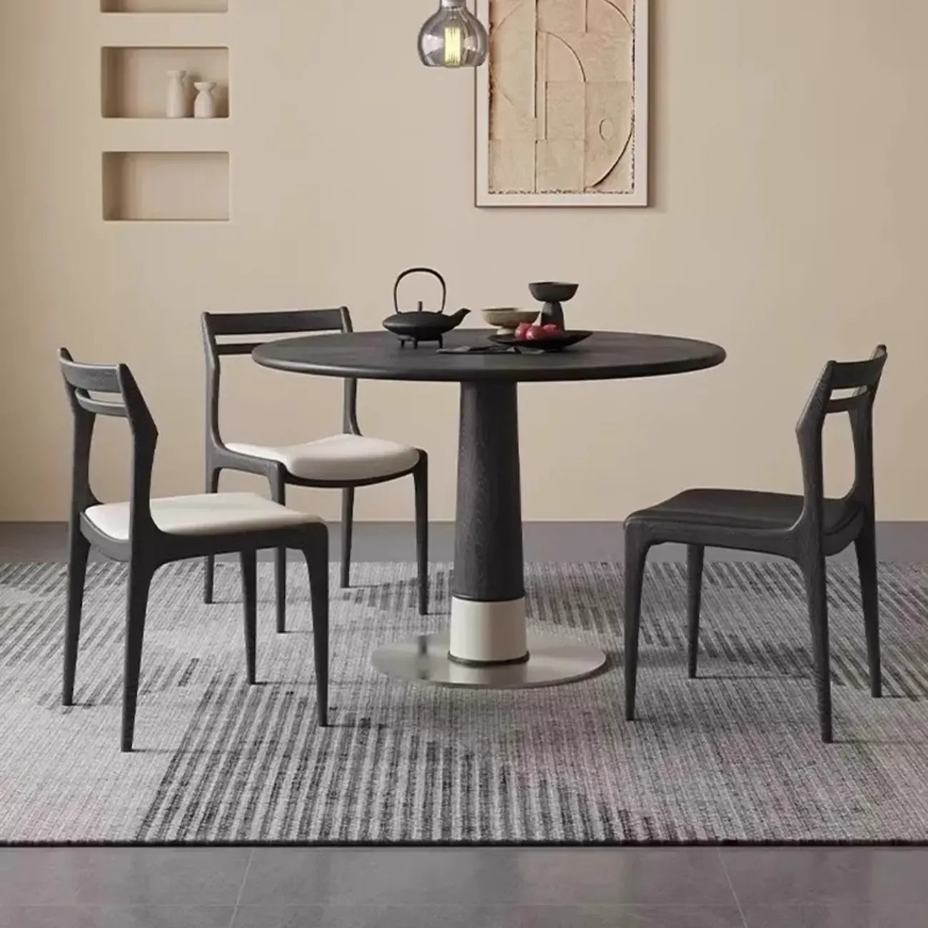 Modern Upholstered Ladder Back Wooden Dining Chair