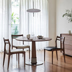 Modern Upholstered Ladder Back Wooden Dining Chair