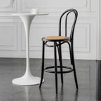 Walnut Beech Wood Leather Seat Bar Stools with Back