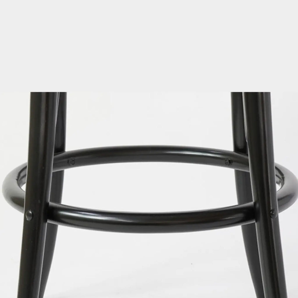 Walnut Beech Wood Leather Seat Bar Stools with Back