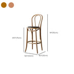 Walnut Beech Wood Leather Seat Bar Stools with Back