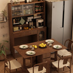 Space-Saving Brown 2-Drawer Wood Buffet Table Sliding Doors